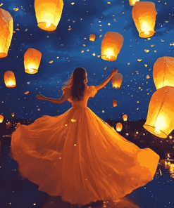 Girl and Lanterns Diamond Painting