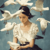 Girl with Birds Diamond Painting