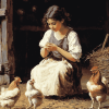 Girl with Chicken on the Farm Diamond Painting