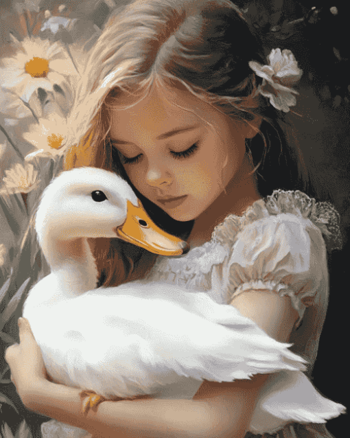 Girl with Duck Diamond Painting