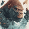 Godzilla vs Gorilla Fantasy Diamond Painting