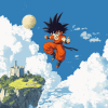 Goku Anime on Flying Nimbus Diamond Painting