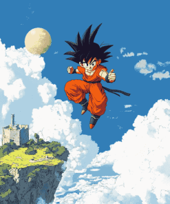 Goku Anime on Flying Nimbus Diamond Painting