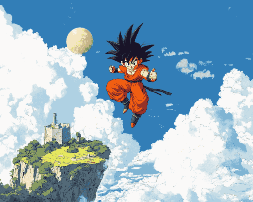 Goku Anime on Flying Nimbus Diamond Painting