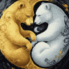 Gold and Silver Bears Yin Yang Diamond Painting