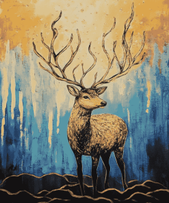 Golden Deer Fantasy Diamond Painting