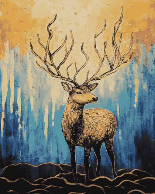 Golden Deer Fantasy Diamond Painting