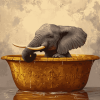 Golden Elephant Bathtub Diamond Painting