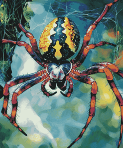 Golden Garden Spider Insects Diamond Painting