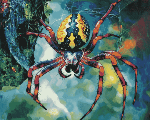 Golden Garden Spider Insects Diamond Painting