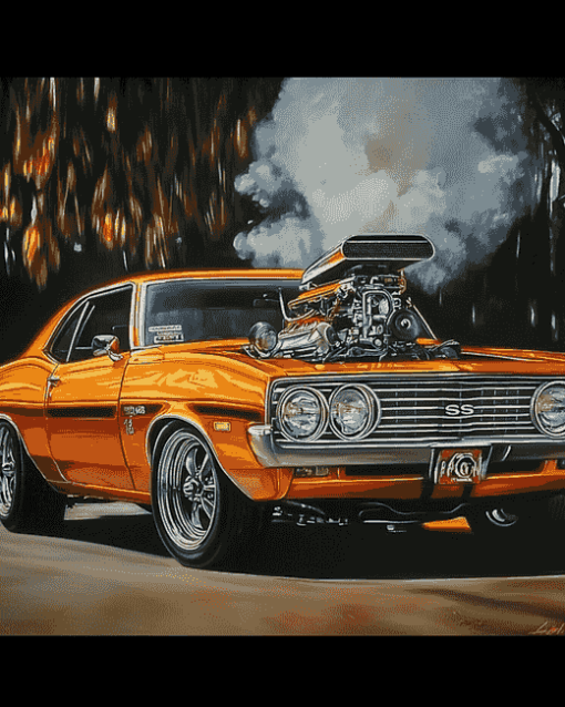 Golden Holden Monaro Engines Diamond Painting