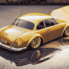 Golden Karmann Ghia Cars Diamond Painting