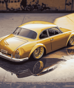 Golden Karmann Ghia Cars Diamond Painting