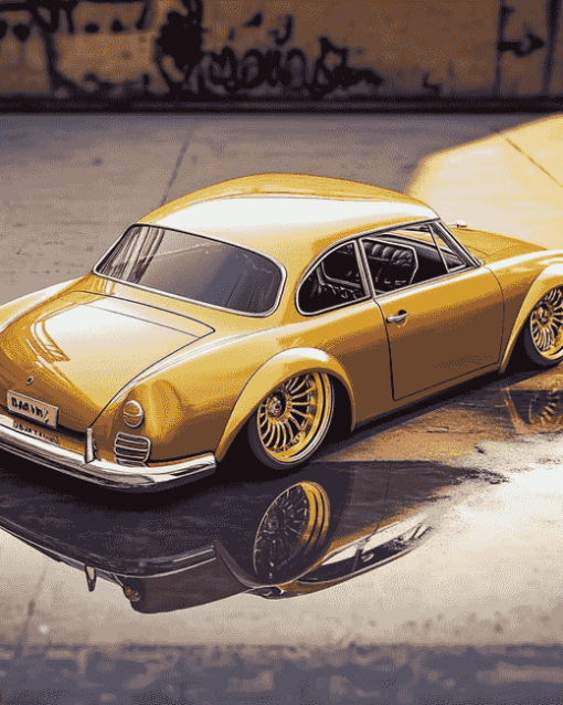 Golden Karmann Ghia Cars Diamond Painting