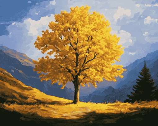 Golden Landscape Diamond Painting