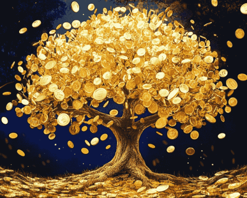 Golden Money Tree Art Diamond Painting