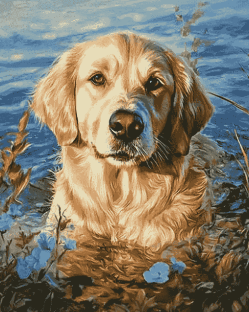 Golden Retriever Summer Fun Diamond Painting