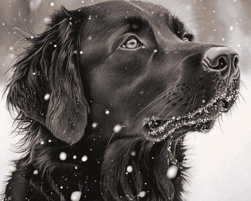 Golden Retriever in Snow Diamond Painting