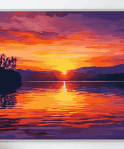 Golden Sunset Over Lake Diamond Painting