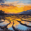 Golden Sunset Over Rice Terraces Diamond Painting