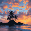 Golden Sunset at Kahala Beach Diamond Painting