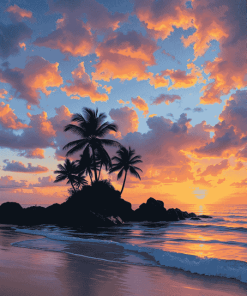 Golden Sunset at Kahala Beach Diamond Painting