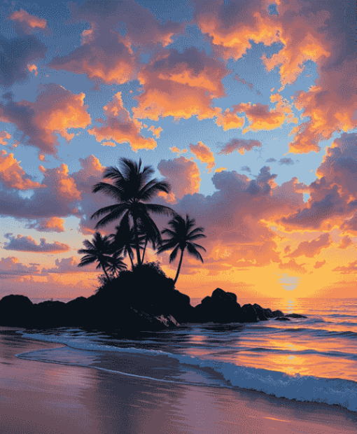 Golden Sunset at Kahala Beach Diamond Painting