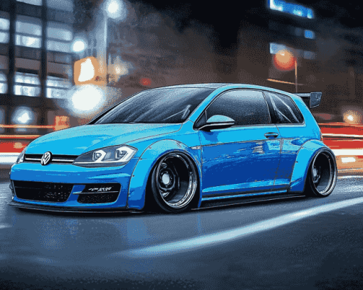 Golf GTI Blue Car Diamond Painting