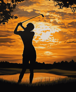 Golf Lady Silhouette Diamond Painting