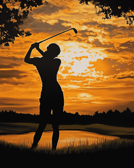 Golf Lady Silhouette Diamond Painting