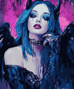 Goth Girl Colorful Diamond Painting