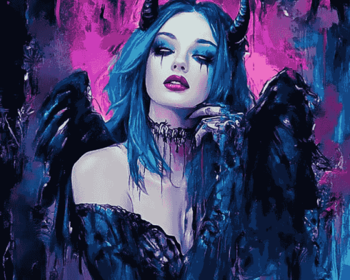 Goth Girl Colorful Diamond Painting