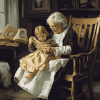 Grandmother and Granddaughter Vintage Diamond Painting