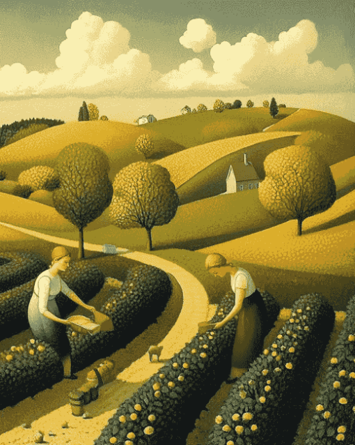 Grant Wood Country Landscapes Diamond Painting