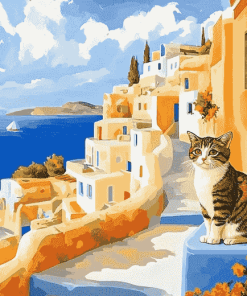 Greek Cat Scene Diamond Painting