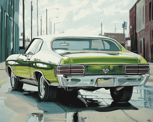 Green Chevy Chevelle Engines Diamond Painting