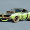 Green Dodge Barracuda Car Diamond Painting