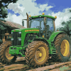 Green Farm Tractor Diamond Painting