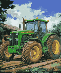 Green Farm Tractor Diamond Painting