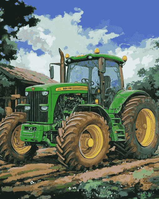 Green Farm Tractor Diamond Painting