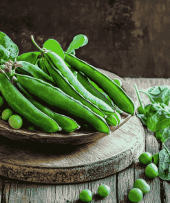 Green Peas on Wooden Table Diamond Painting