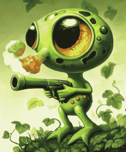 Green Peashooter Game Diamond Painting