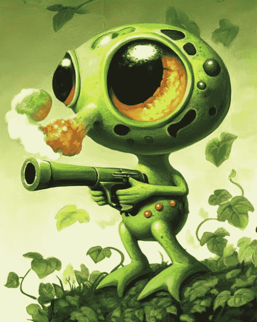 Green Peashooter Game Diamond Painting