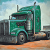 Green Semi Truck Diamond Painting