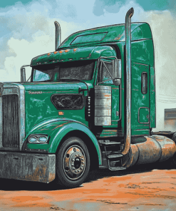 Green Semi Truck Diamond Painting