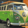 Green VW Van Diamond Painting