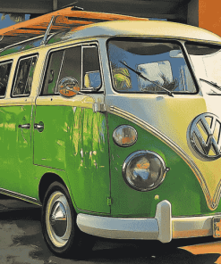 Green VW Van Diamond Painting