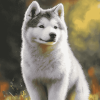 Grey Akita Puppy Diamond Painting