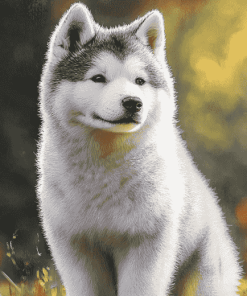 Grey Akita Puppy Diamond Painting