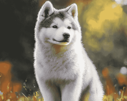 Grey Akita Puppy Diamond Painting